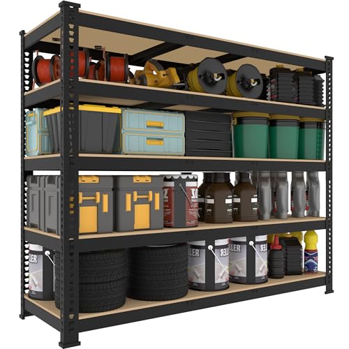 5 Tier Adjustable Heavy Duty Metal Shelving Unit, Black, 2 PCS U7002