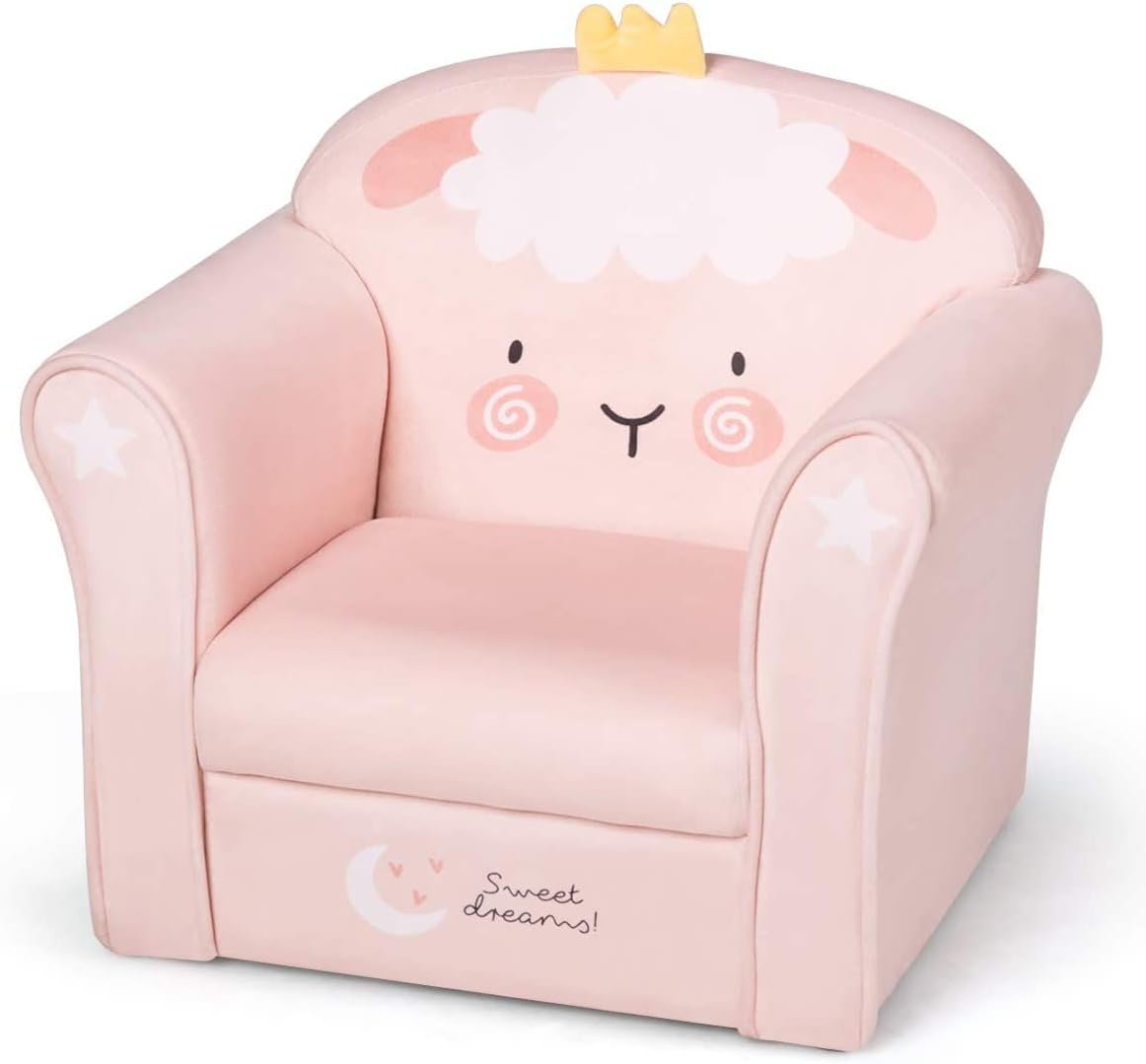 Kids Sofa with Cute Pattern and Wood Construction K9654