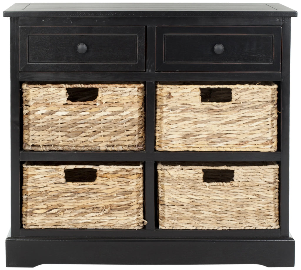 2-Drawer Storage Unit with 4 Wicker Baskets F4500