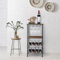 Freestanding Metal and Wood Wine Rack Table H193800