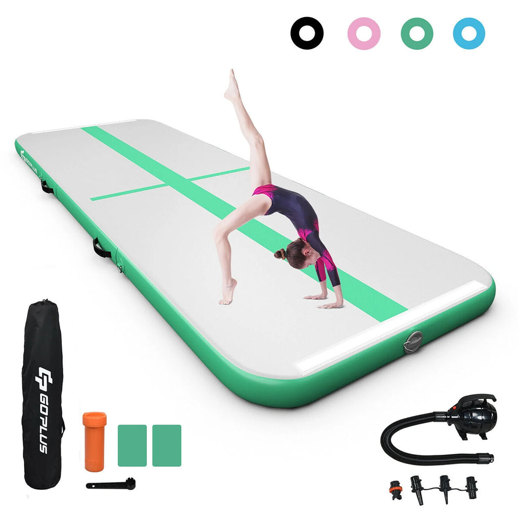 10FT Inflatable Gymnastics Tumbling Mat with Pump Green K44040