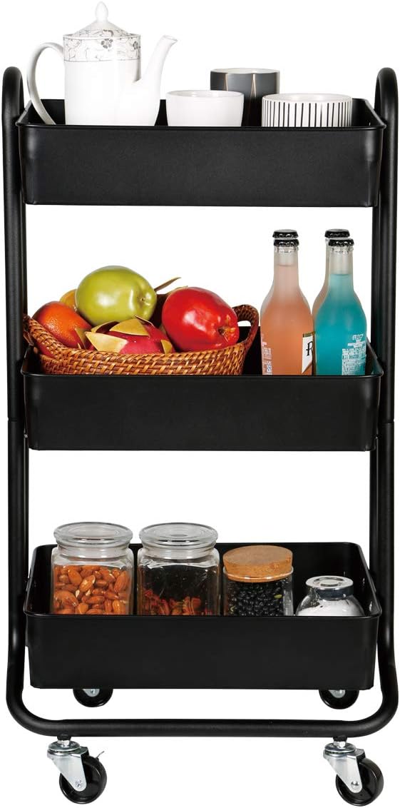 3 Tier Metal Rolling Utility Storage Cart with Wheels K955705
