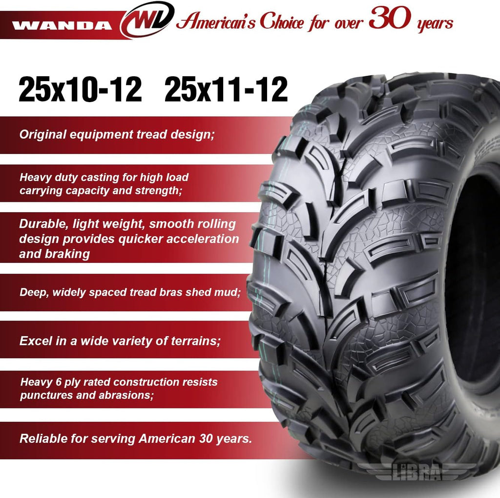 Set of 4 ATV UTV Tires 25x10-12 6PR G34487