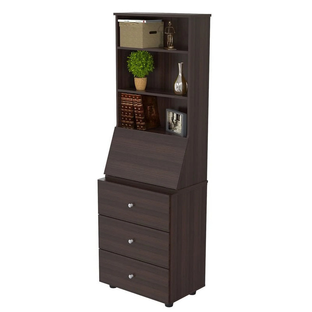 Espresso Reversible Computer Desk & Bookcase Set O225998