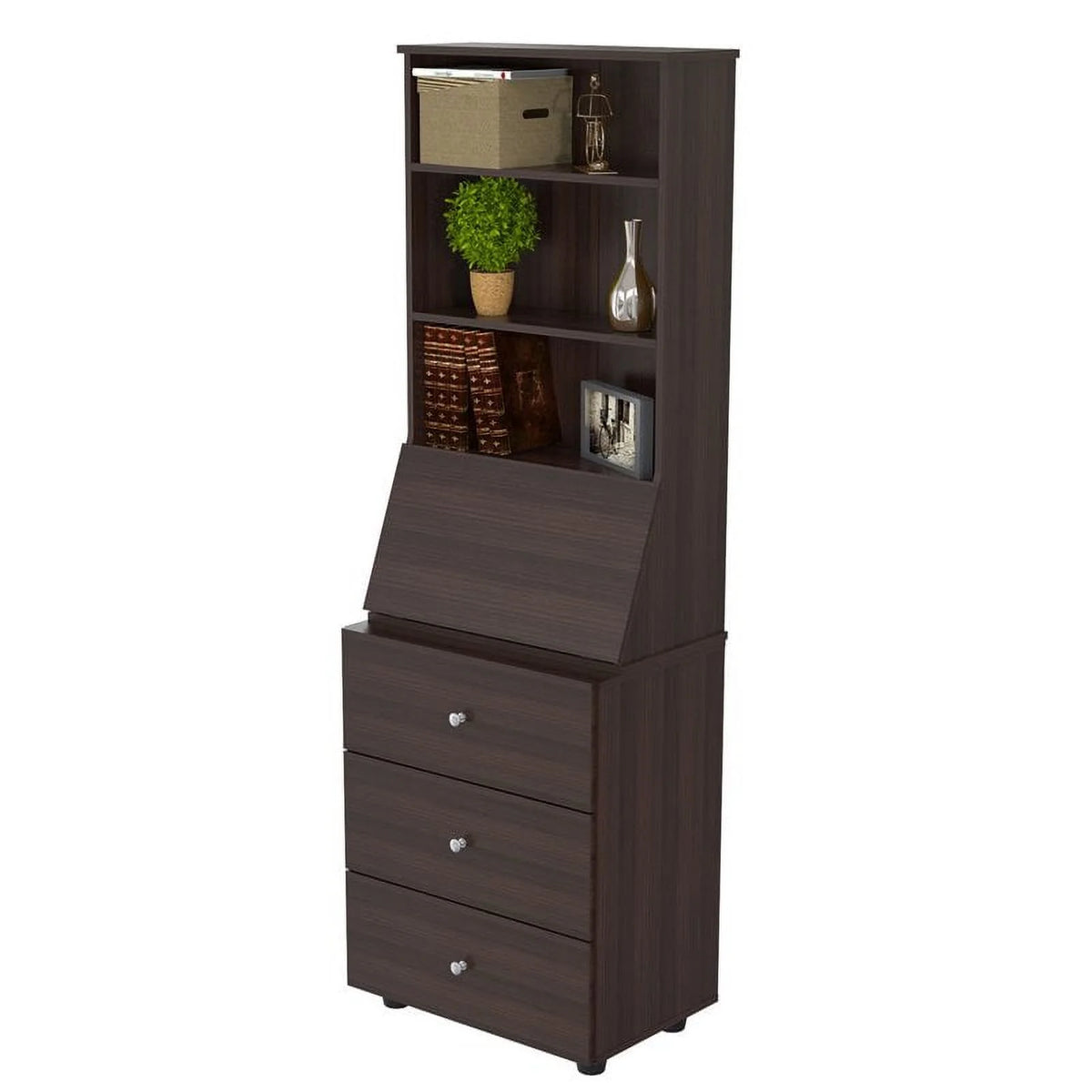 Espresso Reversible Computer Desk & Bookcase Set O225998