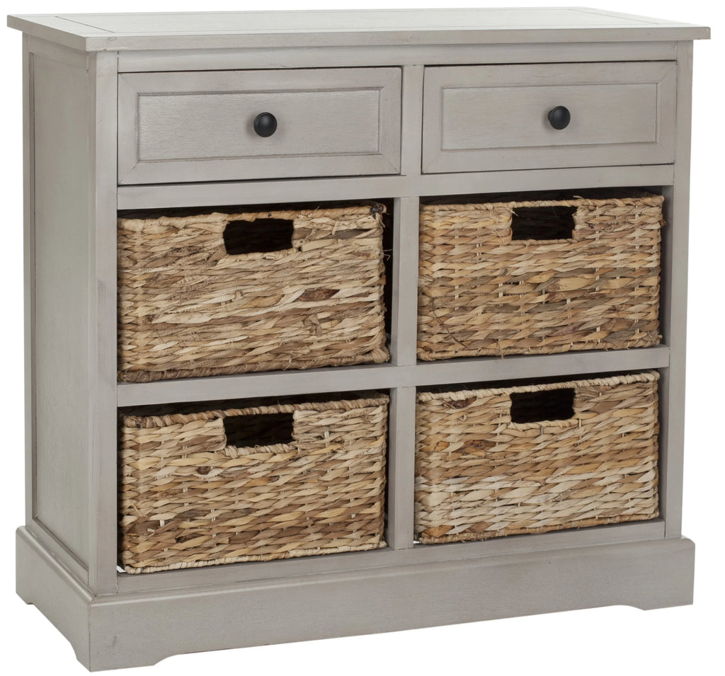 2-Drawer Storage Unit with 4 Wicker Baskets F4500