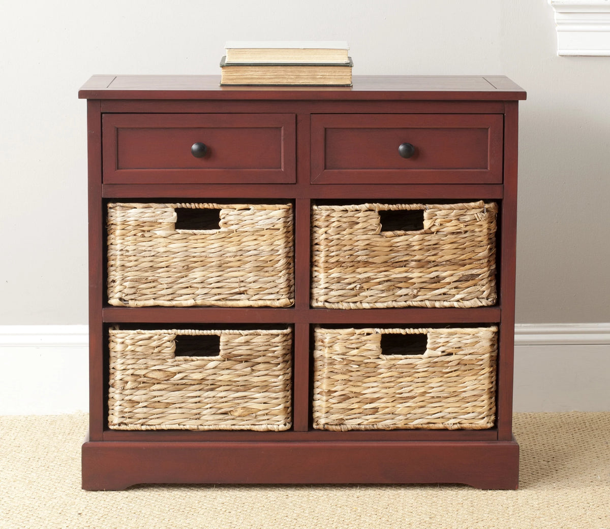 2-Drawer Storage Unit with 4 Wicker Baskets F4500