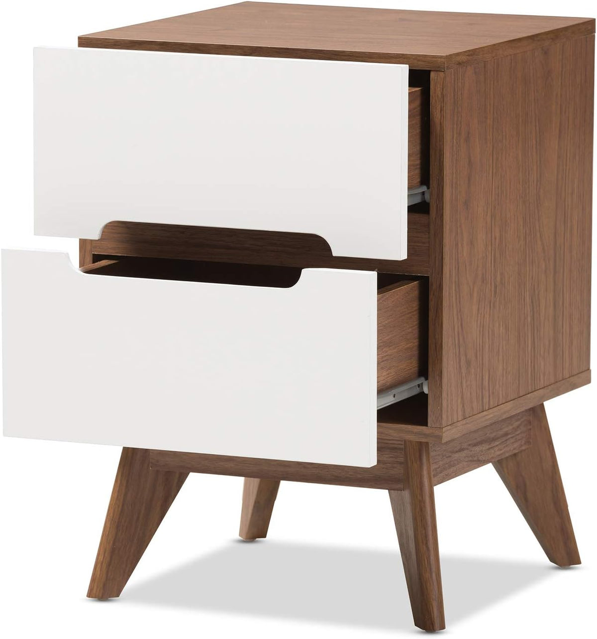 White and Walnut 3-Drawer Wood Nightstand E3793