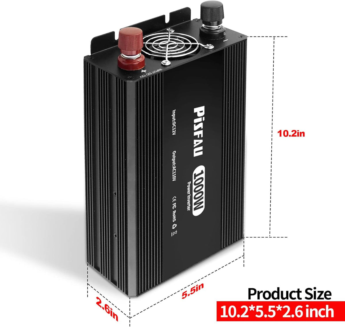 1000W Power Inverter 12V DC to 110V AC with 3 AC Sockets E77814