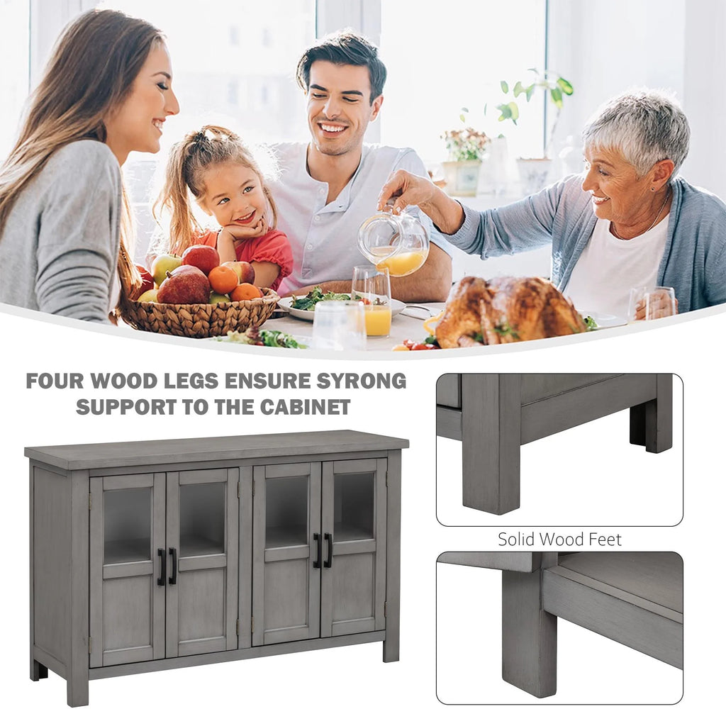 Buffet Cabinet with 4 Doors and Adjustable Shelves P665