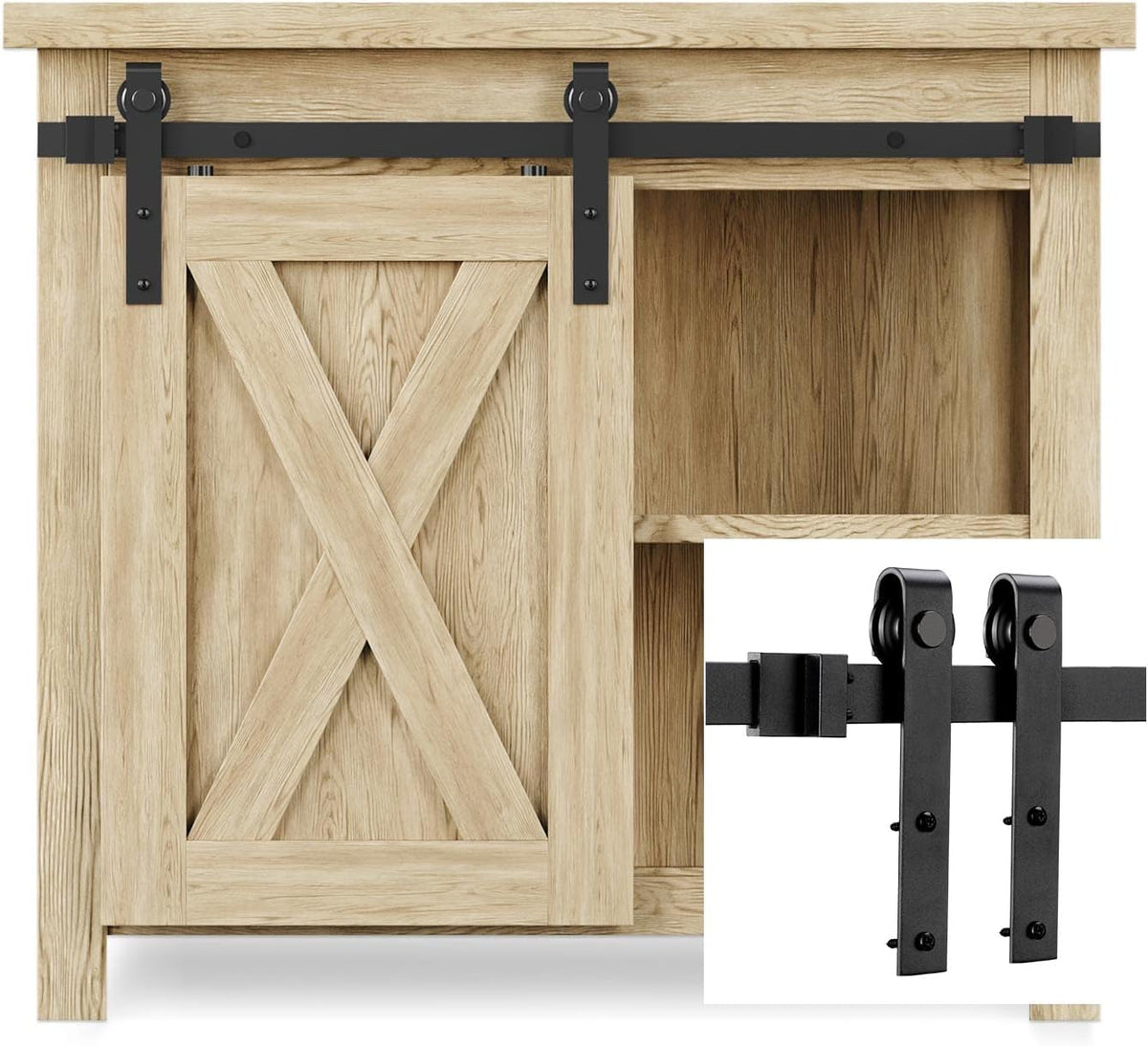 6 FT Mini Sliding Double Barn Door Hardware Track Kit M88095