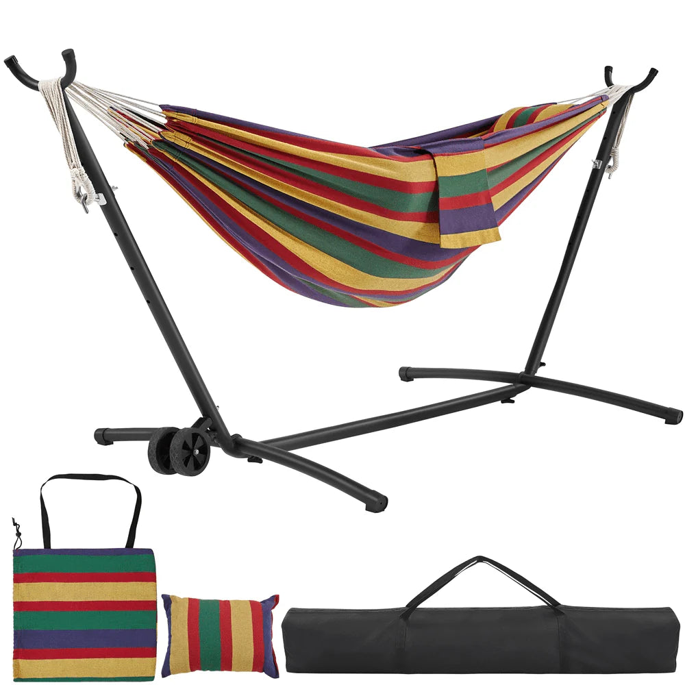 2-people Outdoor Hammock with Wheeled Stand Z75623