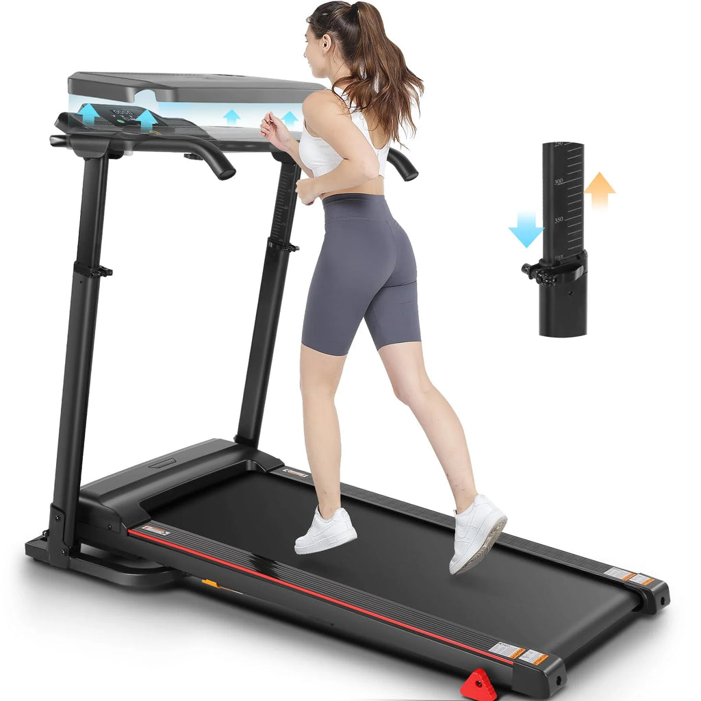 Folding Treadmill with Removable Desk, Adjustable Height, 300lb Weight Capacity, White D692557