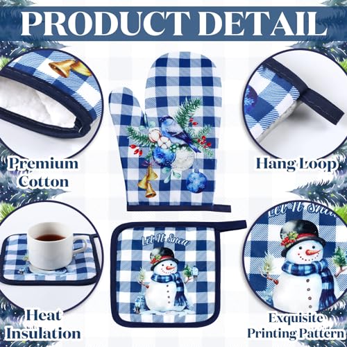 6 Pcs Christmas Kitchen Towel Oven Mitts and Pot Holders Set E8908