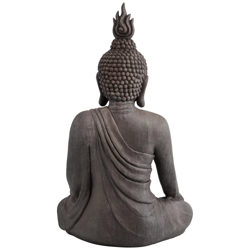 Large Sitting Buddha Statue Sculpture Stone Gray Finish 42" Tall I236