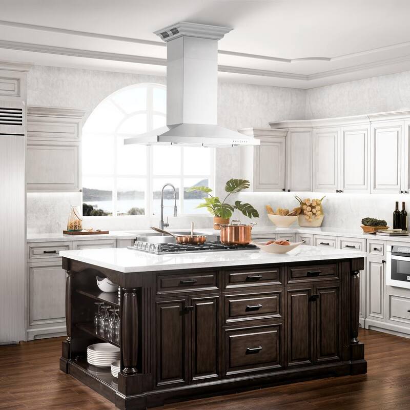 36 in. 400 CFM Ducted Island Mount Range Hood in Stainless Steel B413