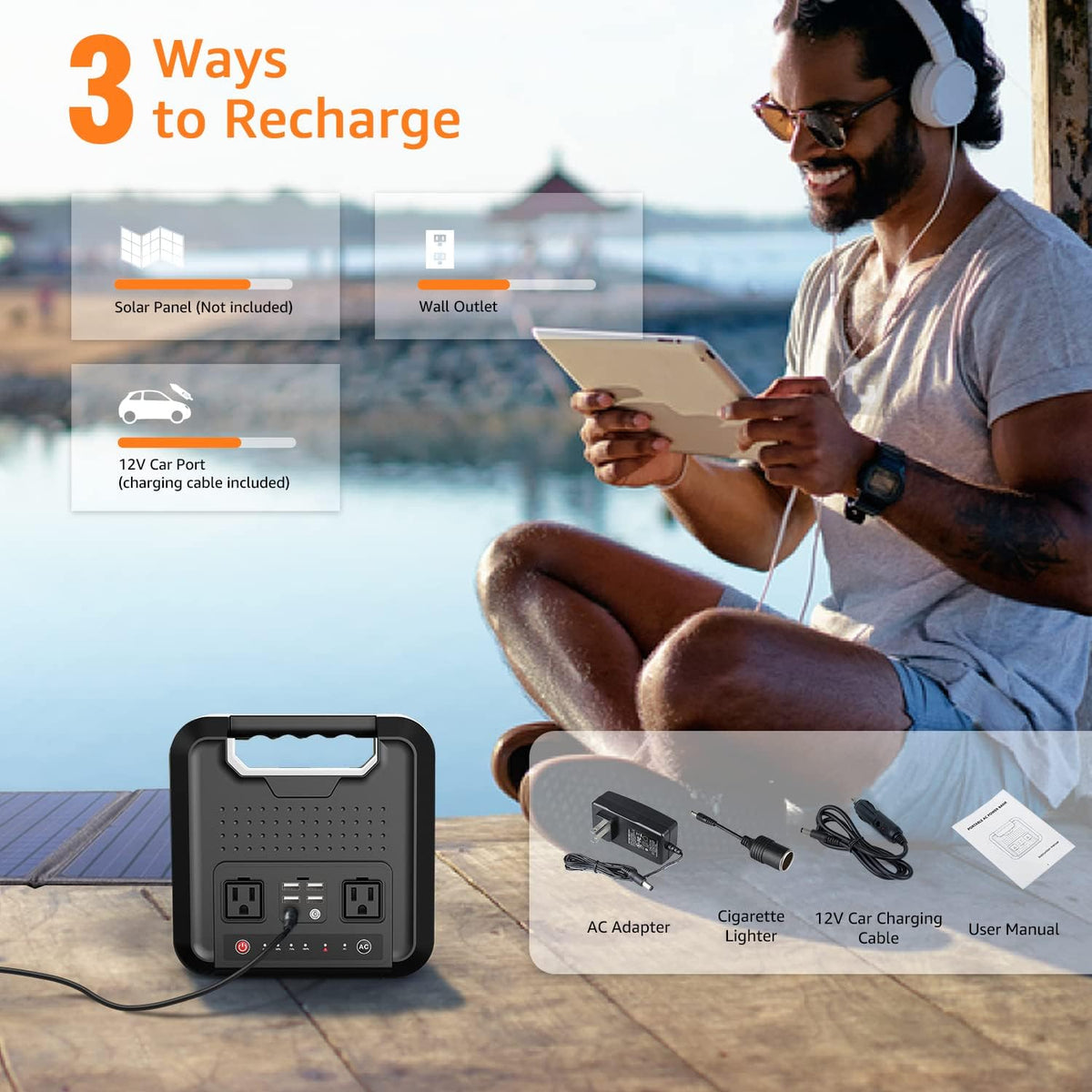 Portable Power Bank with AC Outlet 220Wh 60000mAh 110V 300W Battery Backup H3248