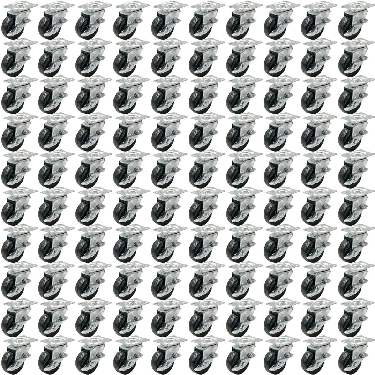 48 Pack 2 Swivel Caster With Brake Wheels Hard Rubber Base D3826