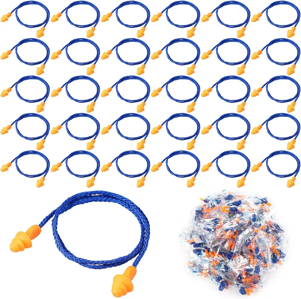 400 Pairs Corded Reusable Silicone Ear Plugs D802