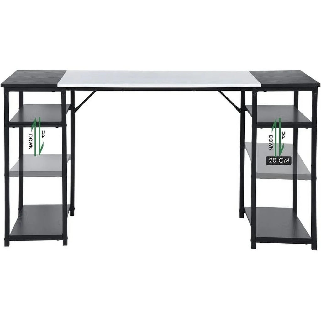 Black & White Wood Desk with 4 Storage Shelves O836489