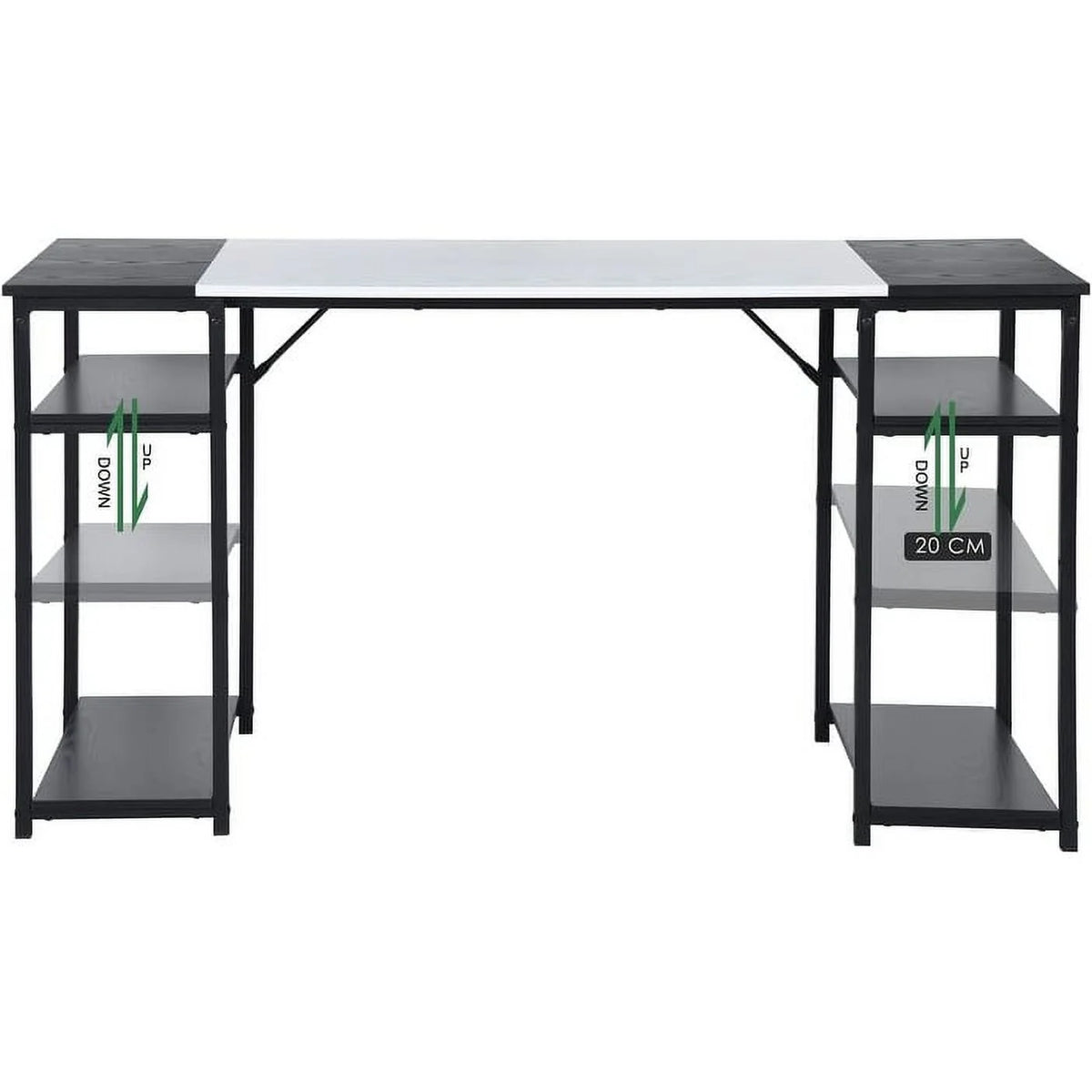 Black & White Wood Desk with 4 Storage Shelves O836489