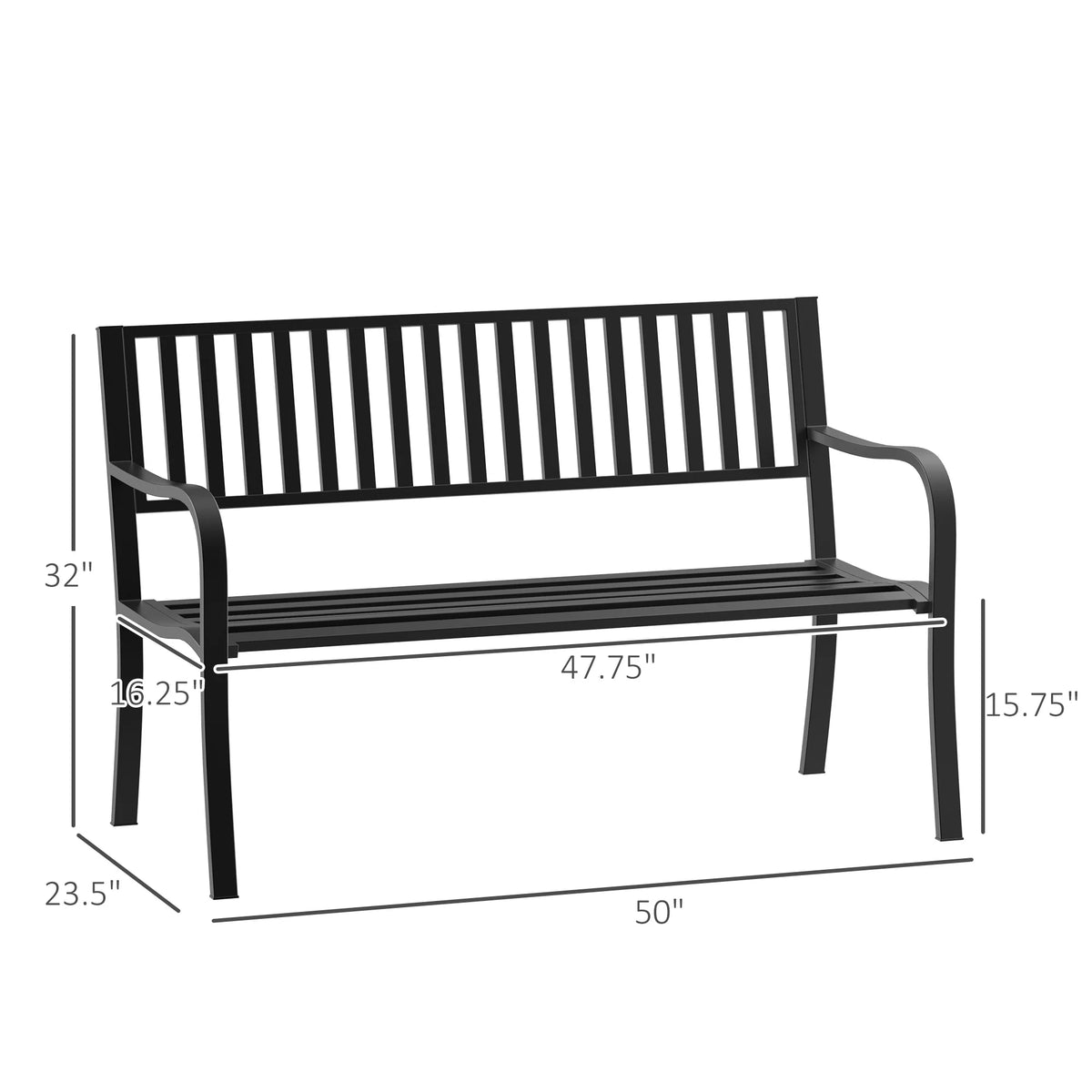 2 Seat Steel Patio Garden Bench T66423