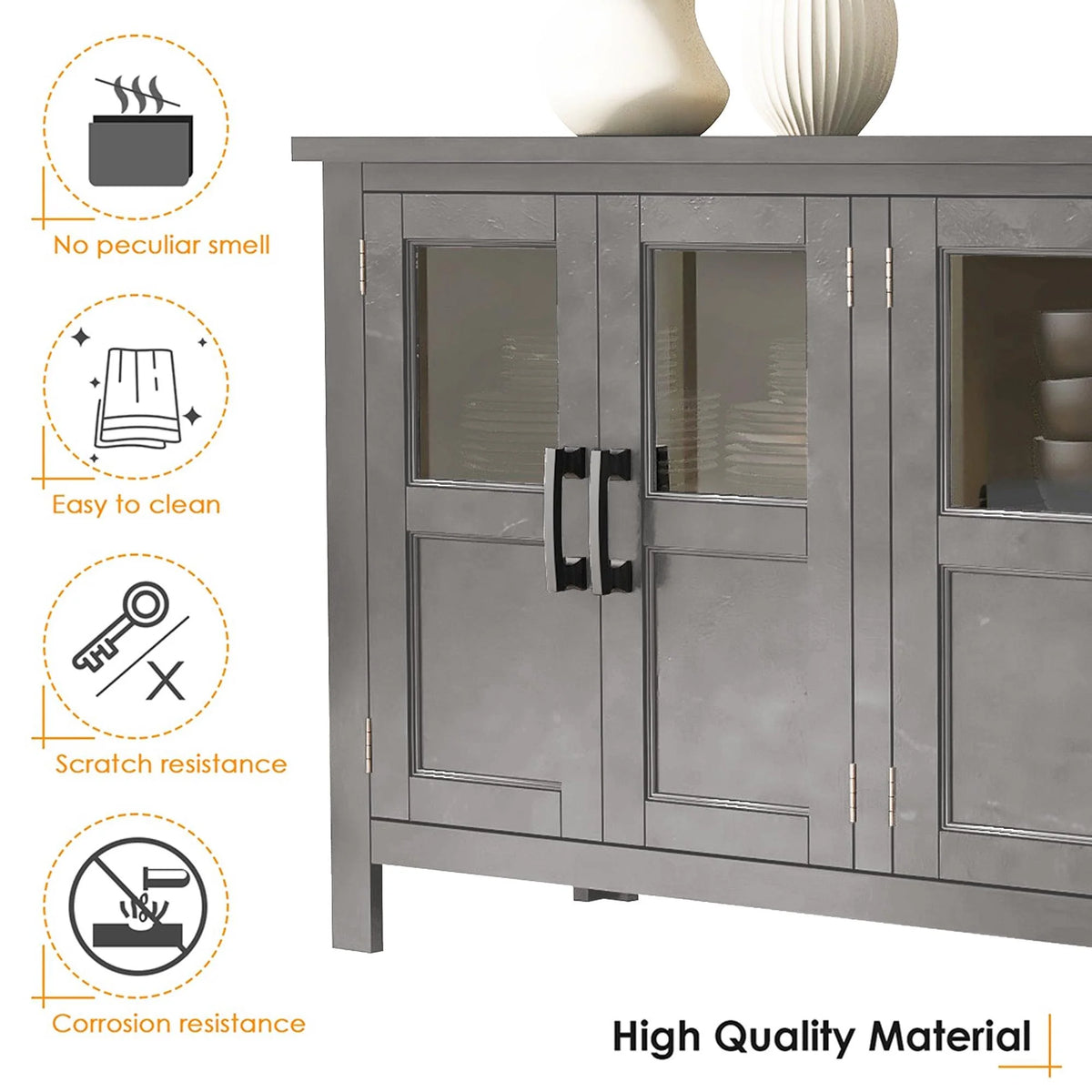 Buffet Cabinet with 4 Doors and Adjustable Shelves P665
