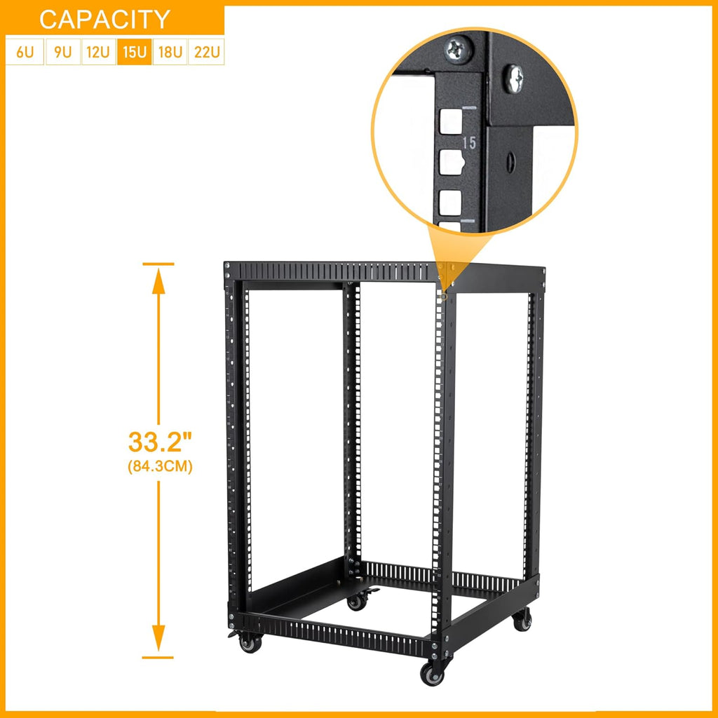 12U Open Frame Server Rack with Casters S3346