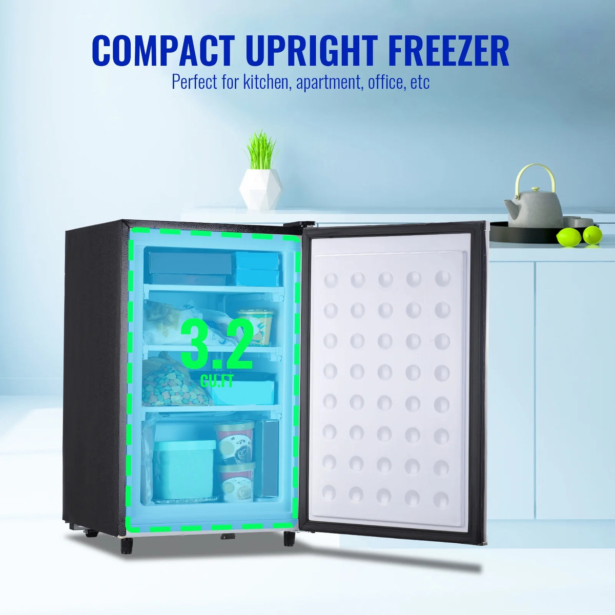 Single Door Compact Upright Freezer 3.2 Cu.Ft I3409