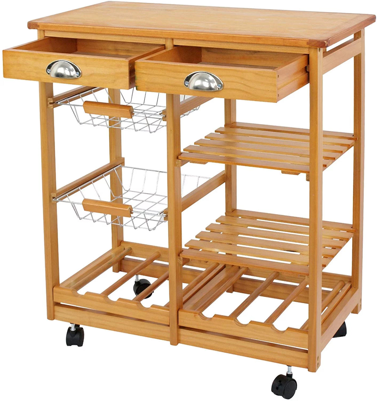 Kitchen Cart Island Rolling Wooden Storage Trolley J67881