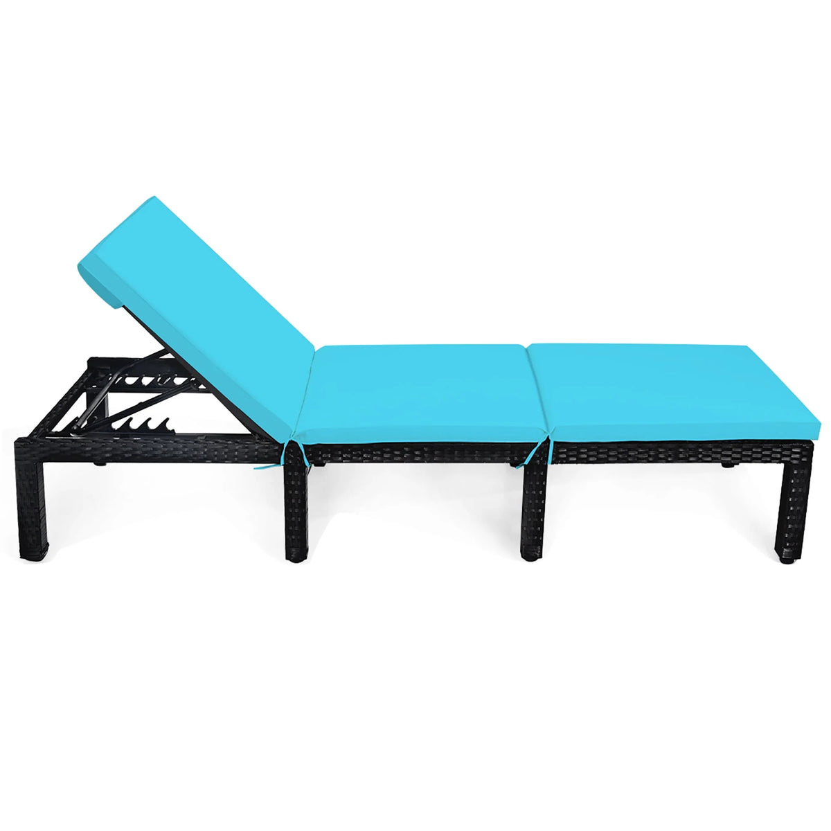 Patio Rattan Lounge Chair Height Adjustable Turquoise N5394