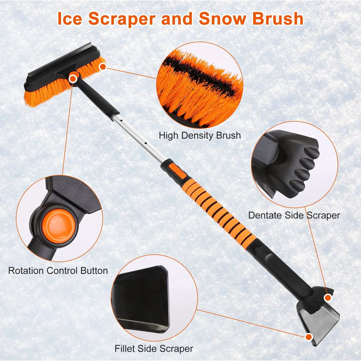 Telescopic Ice Scraper Snow Brush Shovel Kit I223