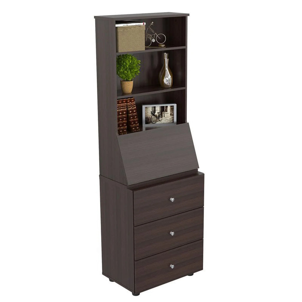 Espresso Reversible Computer Desk & Bookcase Set O225998