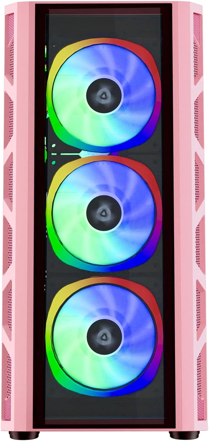 Mid Tower Gaming Case with Tempered Glass Panels and 4 RGB Fans E60462