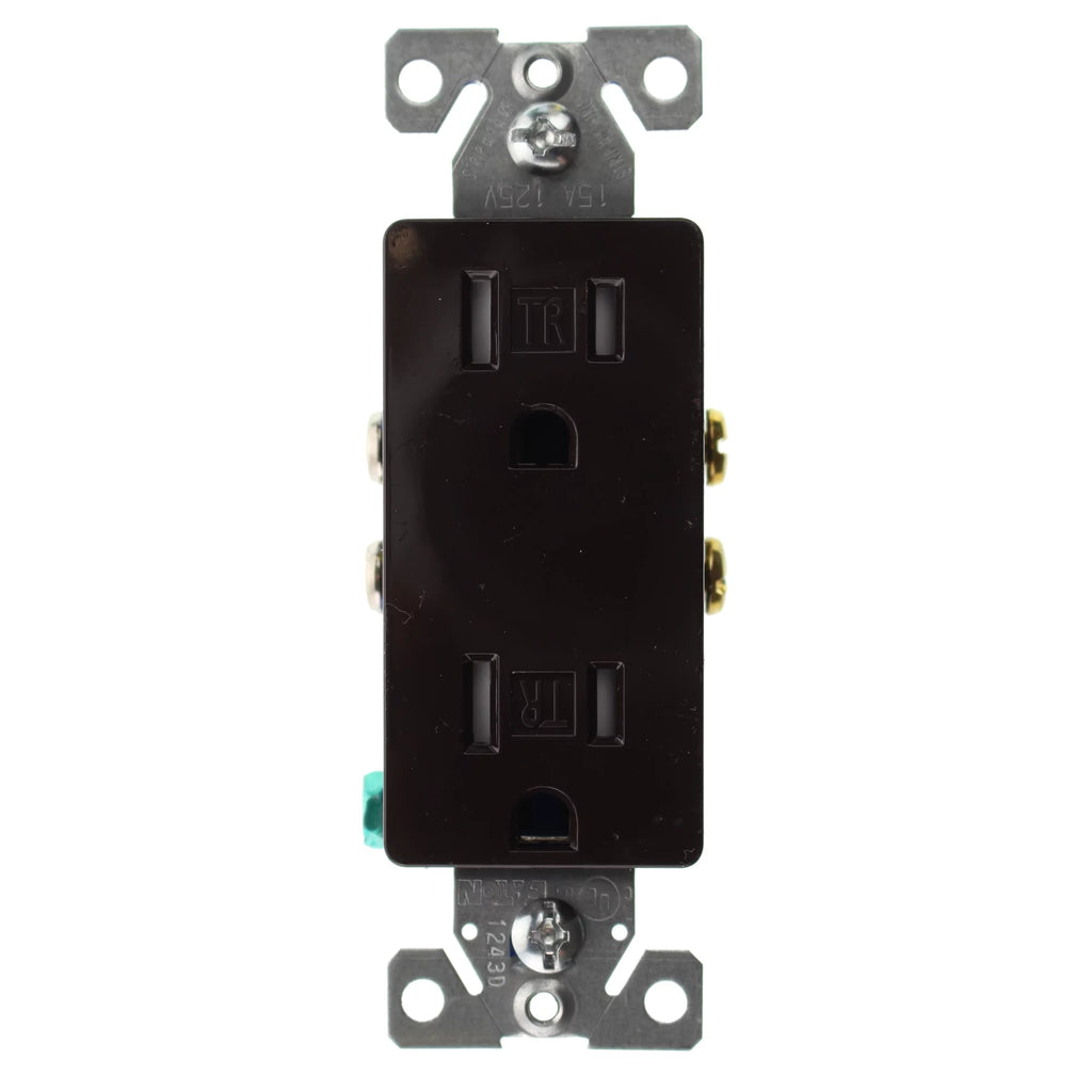Duplex Decorator Receptacle Outlet, 15-Amp, 120-Volt, Brown, 32-Pack I95692