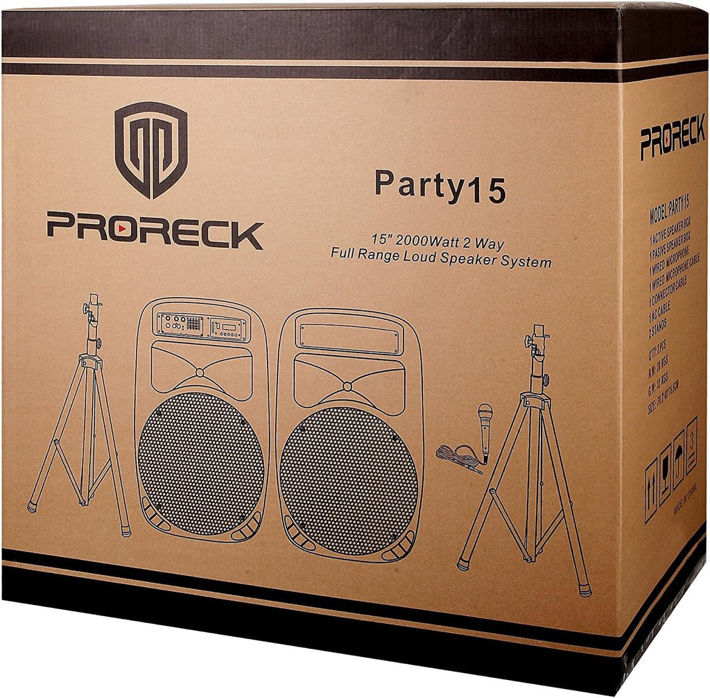 Portable 15-Inch 2000 Watt 2-Way Powered PA Speaker System N15318
