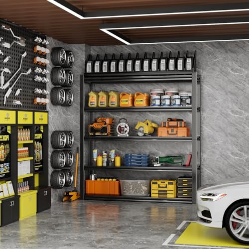 72" H 5 Tier Metal Shelving 2000LBS Black G305