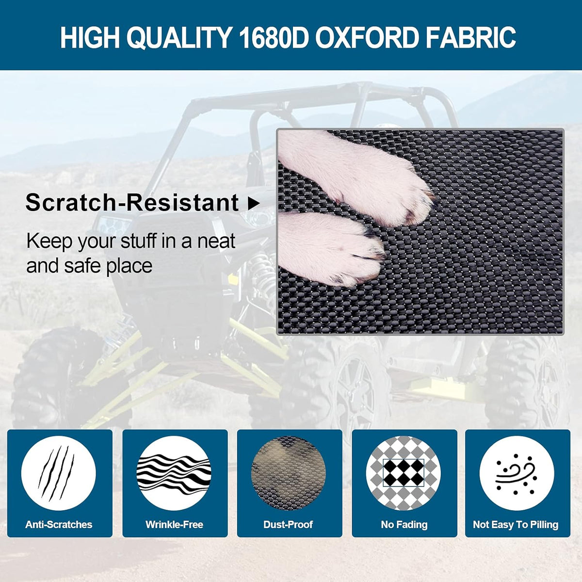 UTV Large Roll Cage Organizer, Cargo Rear Storage Bag with Reflective Strip R9640