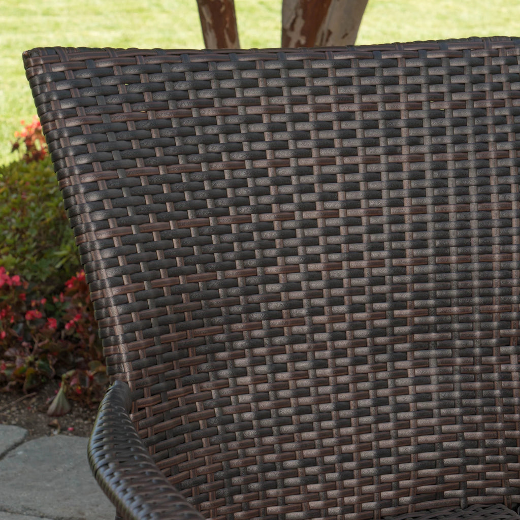 6-Piece Acacia Wood Dining Set with Wicker Stacking Chairs Q64376