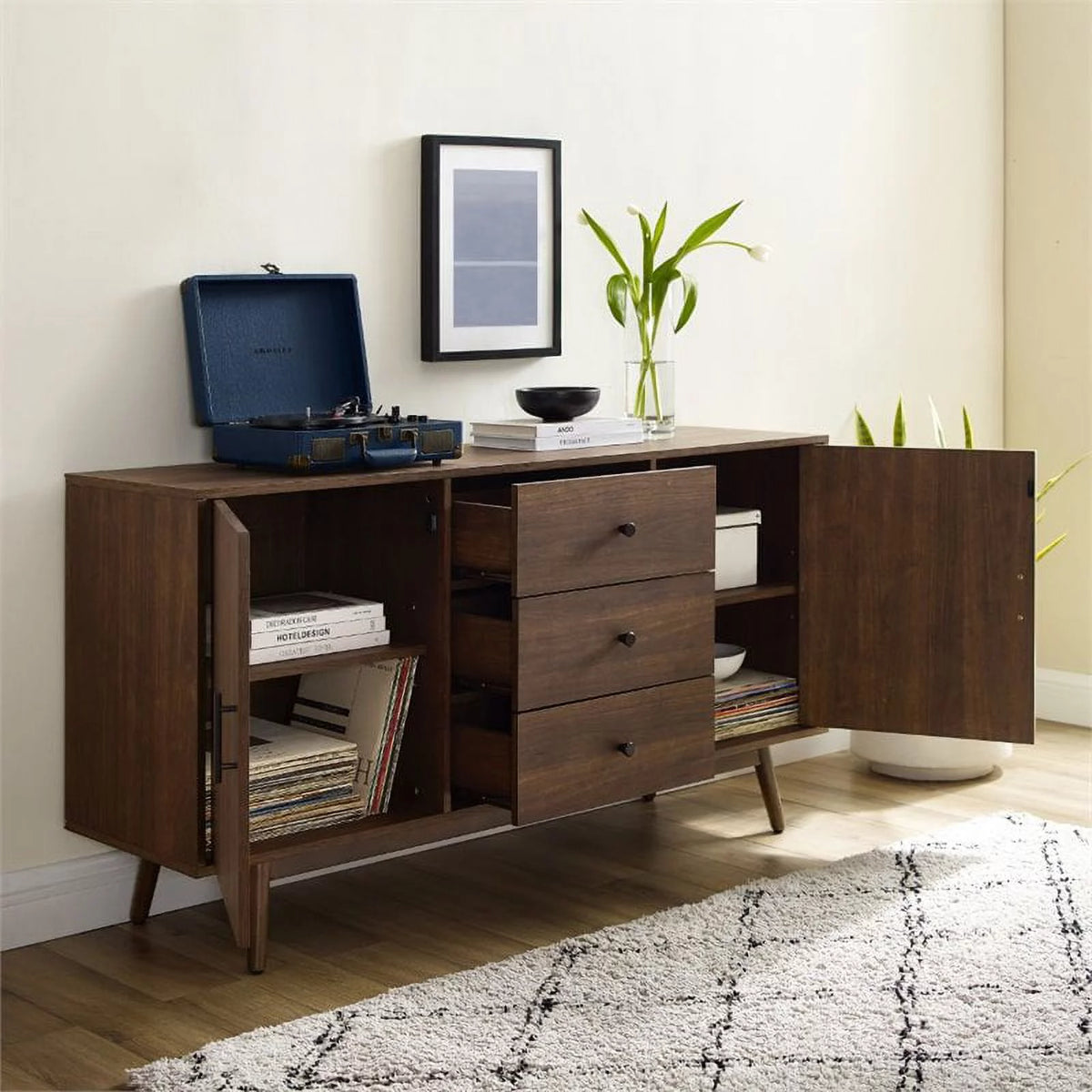 Wooden Mid-Century Modern Sideboard in Brown I92122