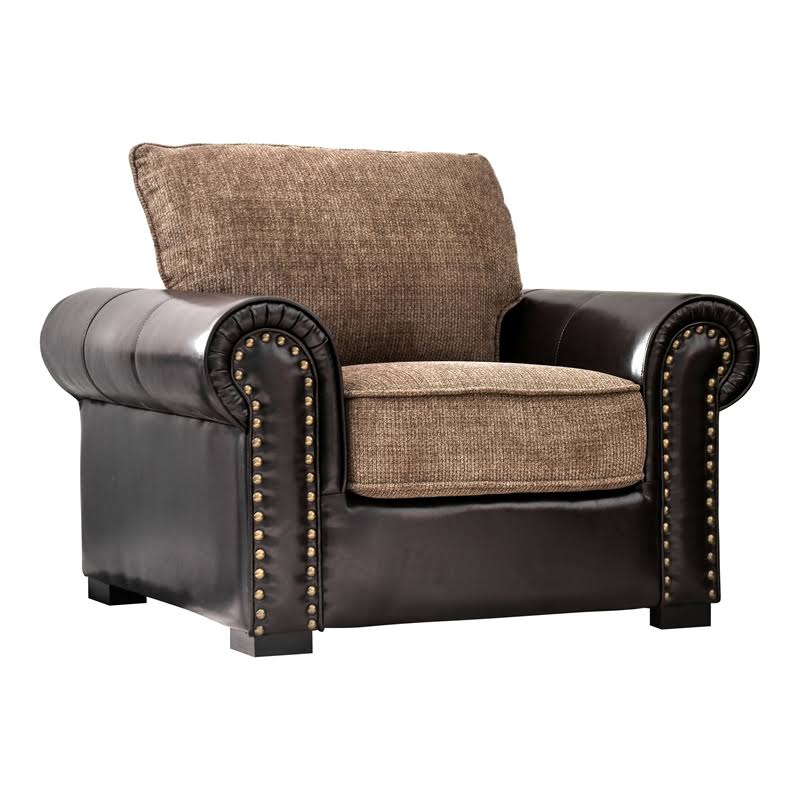 Brown Faux Leather Accent Chair P5001