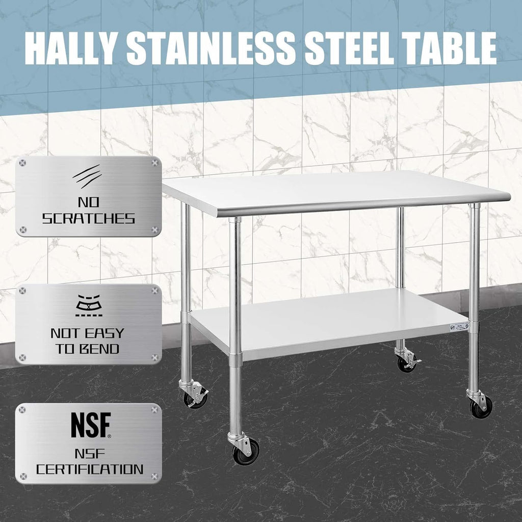Stainless Steel Table 30 x 60 Inches with Caster Wheels H4661