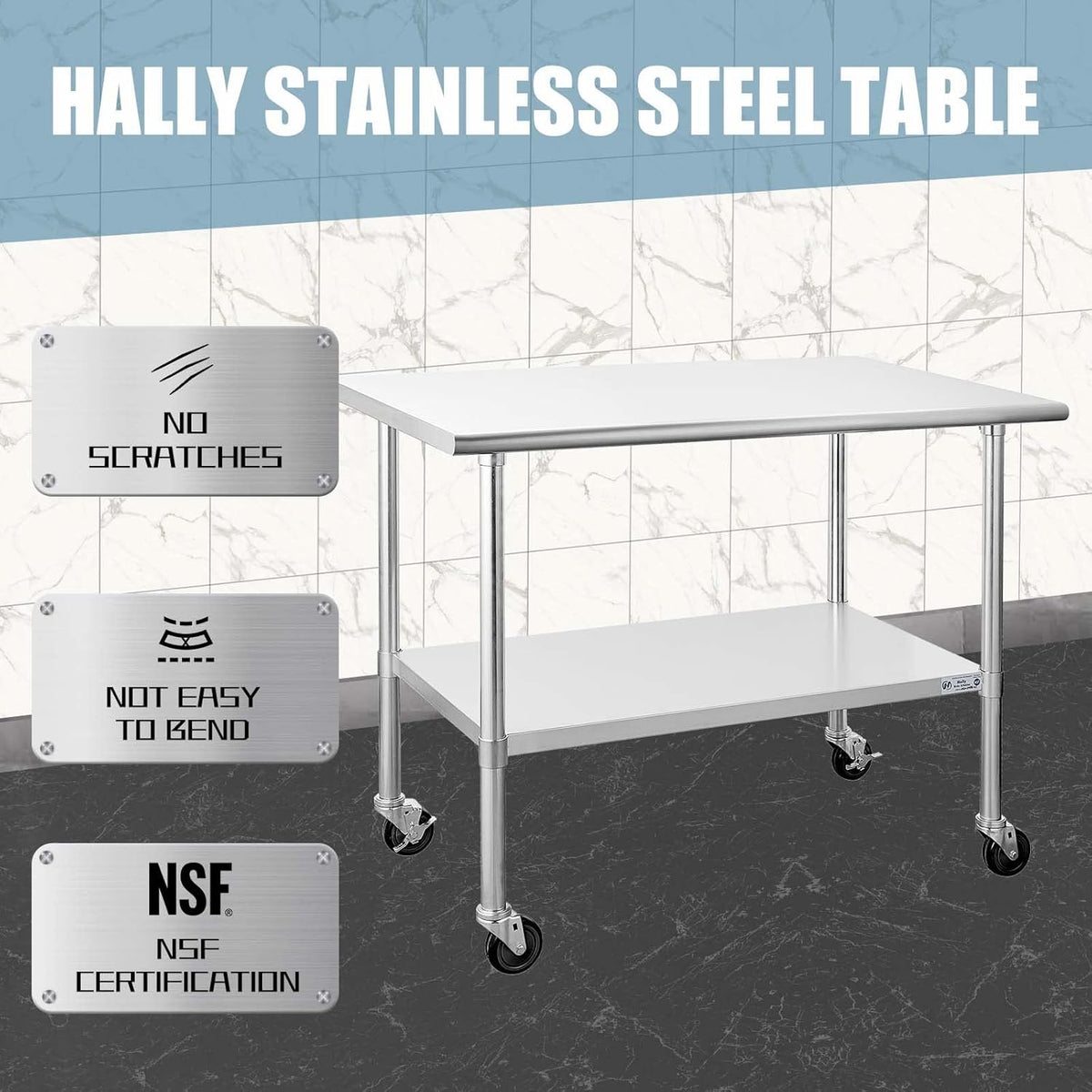 Stainless Steel Table 30 x 60 Inches with Caster Wheels H4661