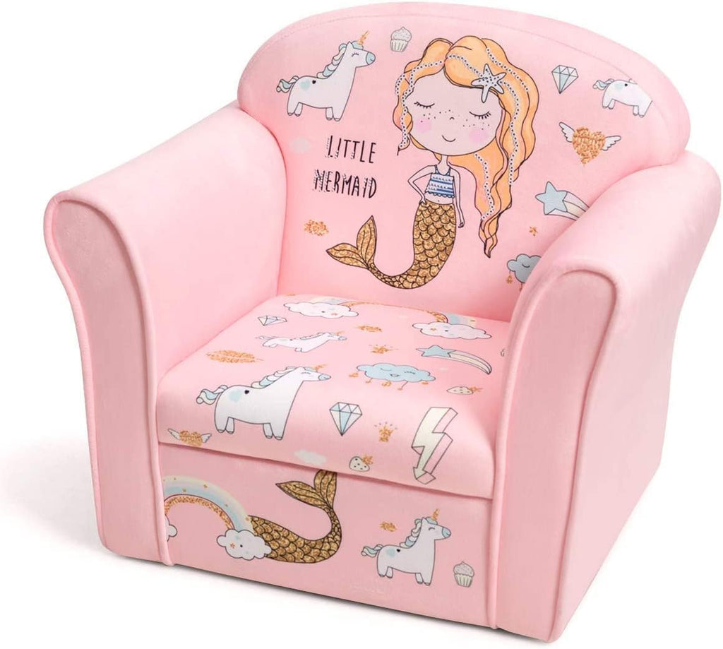 Kids Sofa with Cute Pattern and Wood Construction K9654