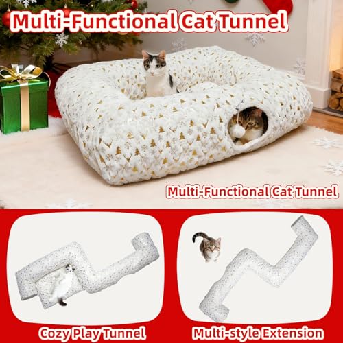 Christmas Cat Tunnel Bed with Warm Mat G19438