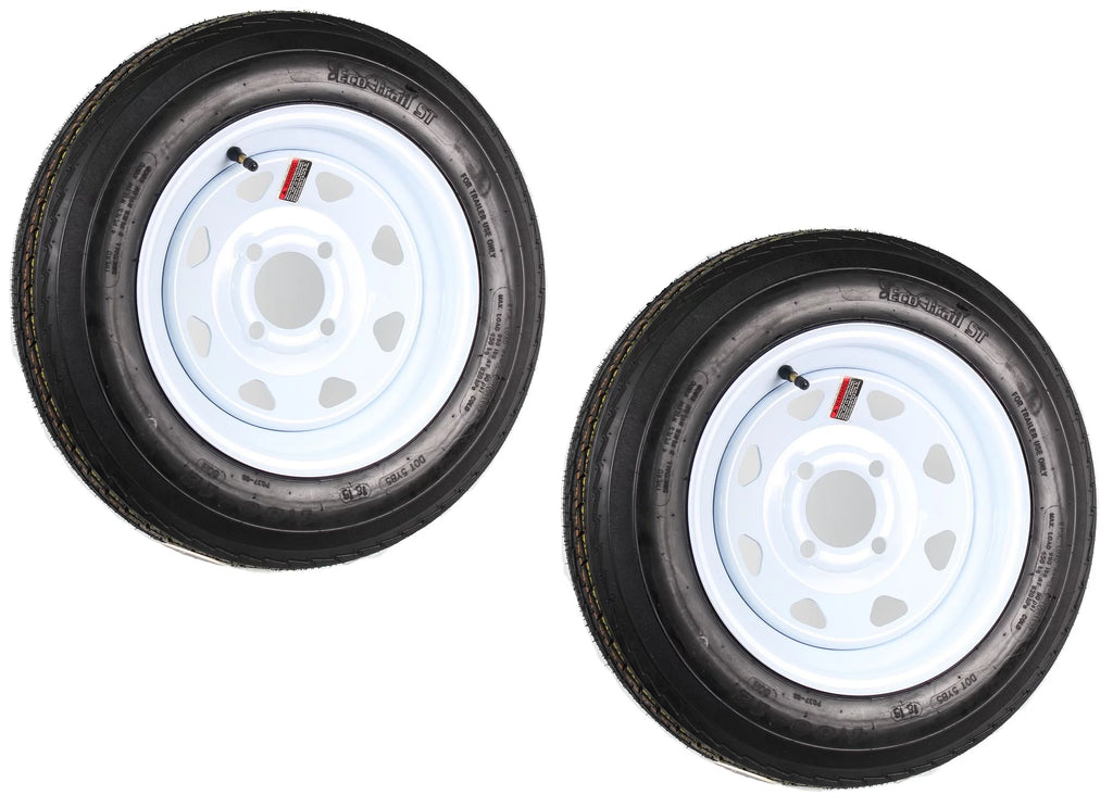 2-Pack Trailer Tire On Rim 4.80-12 12 in. Load C 4 Lug White Spoke Wheel D677315