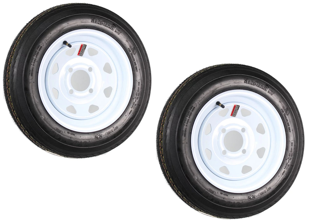 2-Pack Trailer Tire On Rim 4.80-12 12 in. Load C 4 Lug White Spoke Wheel D677315