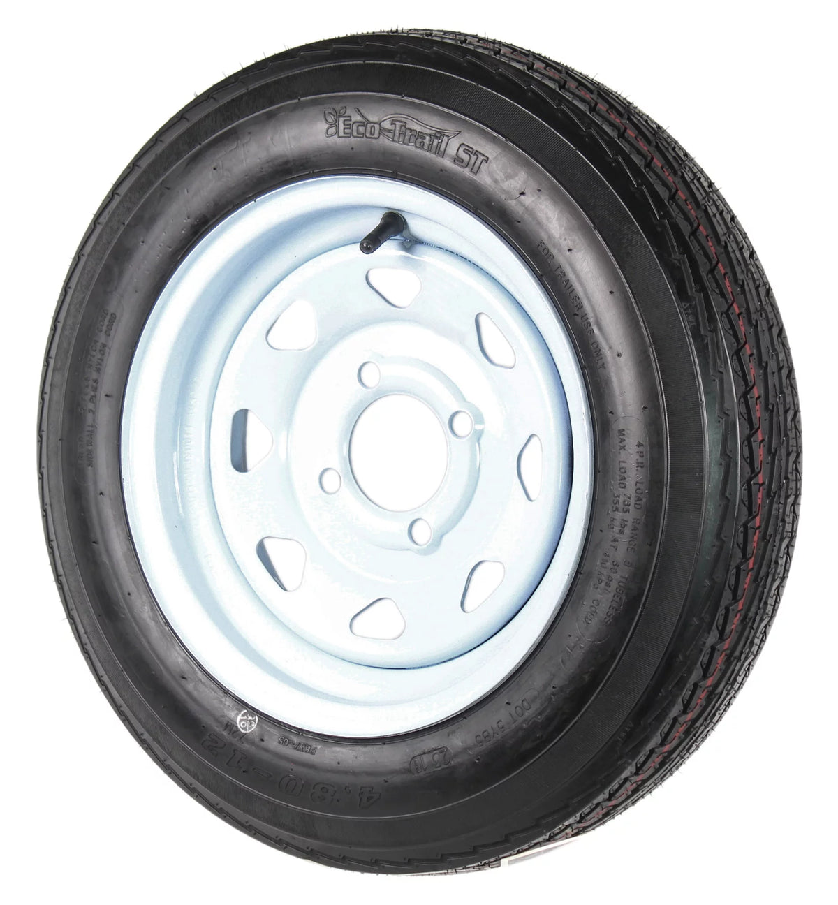 2-Pack Trailer Tire On Rim 4.80-12 12 in. Load C 4 Lug White Spoke Wheel D677315