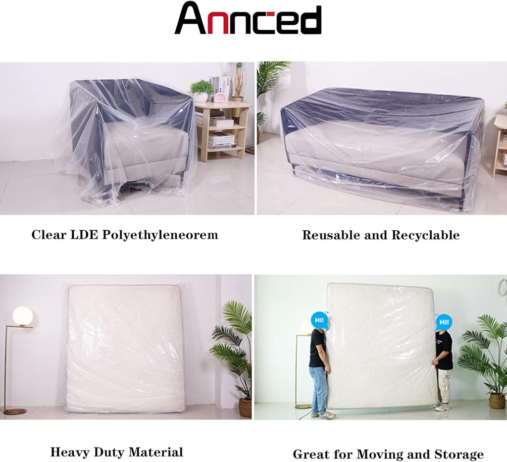 2 Packs Queen or California King Mattress Bag 4 mil Polyethylene Y466621