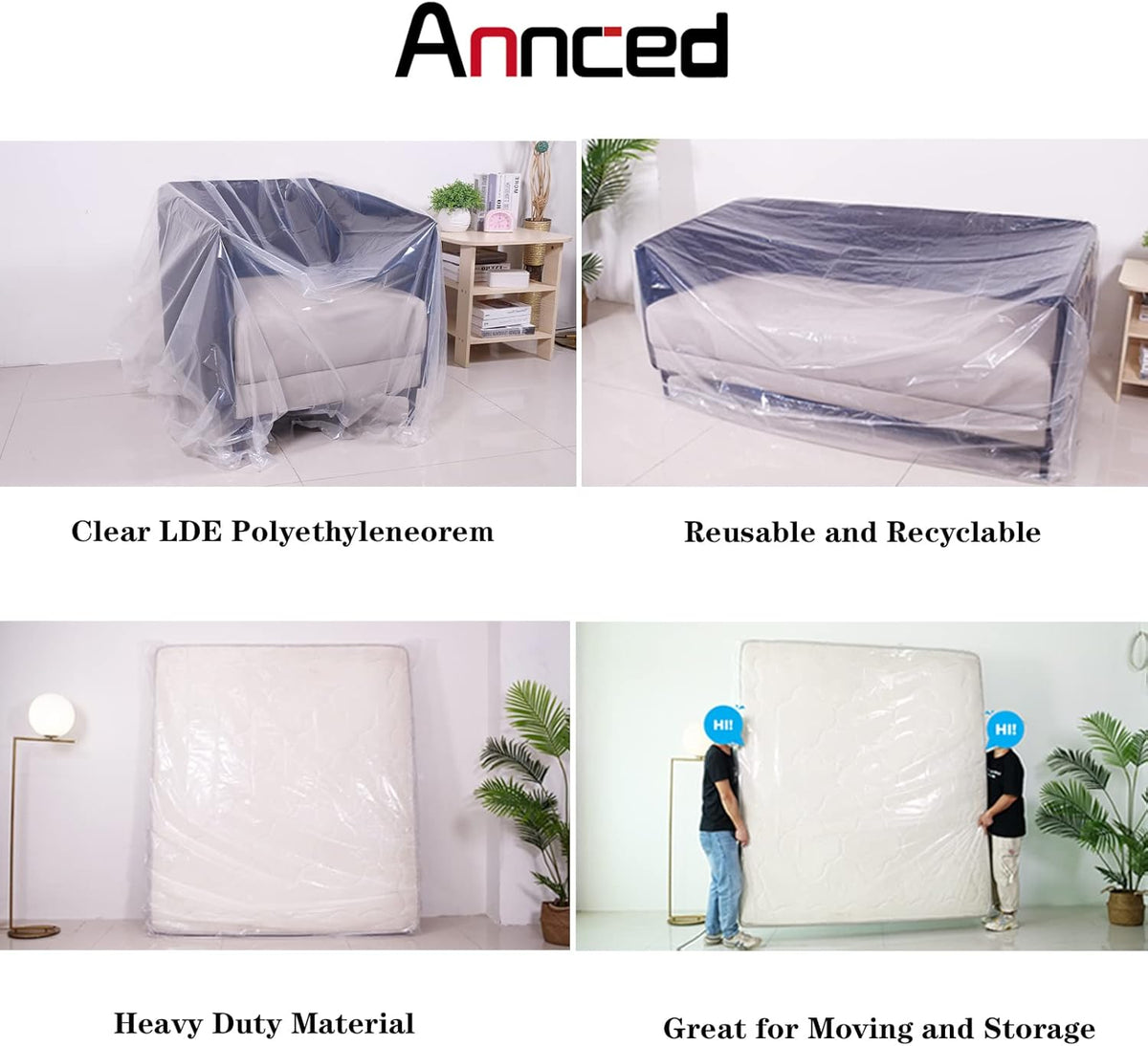 2 Packs Queen or California King Mattress Bag 4 mil Polyethylene Y466621